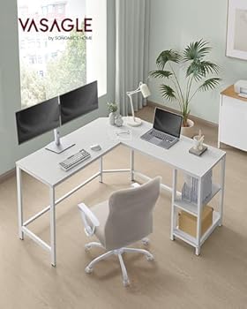 VASAGLE L字デスク 138cm + 138cm VASAGLE パソコンデスク L字型 木製 幅138cm+138cm 高さ72cm 省